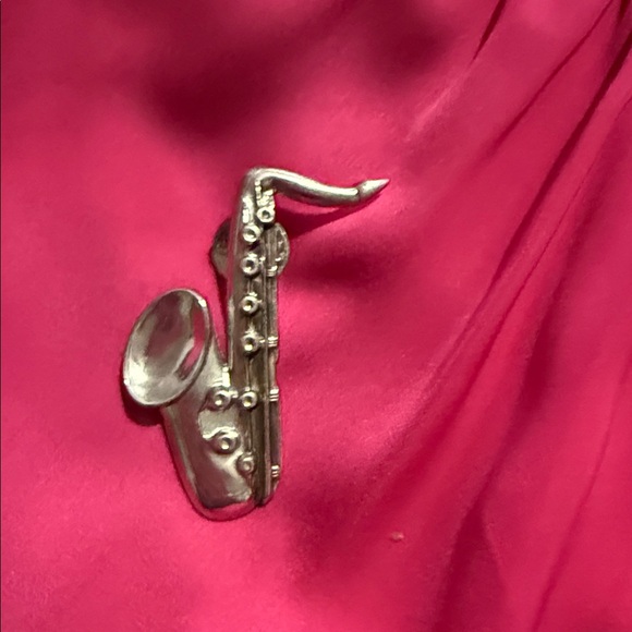 Vintage Yves Saint Laurent Silver Saxophone Brooch With Pouch - Picture 3 of 8